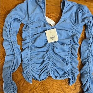 Fabletics Sky Blue Ruched Blouse